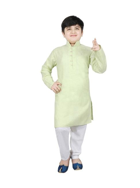 sg-yuvraj-kids-green-&-white-solid-kurta-with-pyjamas