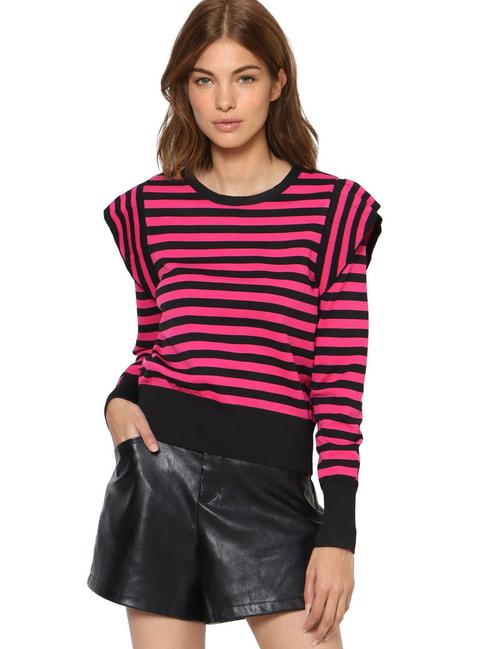 only-black-&-pink-striped-pullover