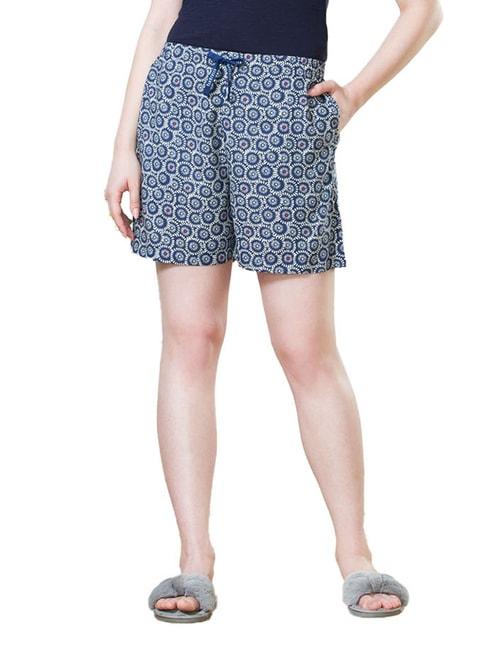 van-heusen-blue-&-white-printed-shorts