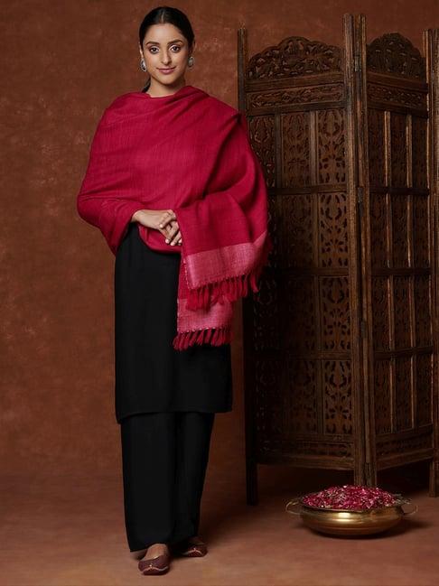 fabindia-pink-plain-shawl