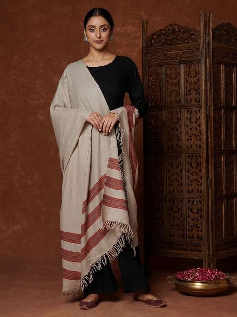 fabindia-beige-woven-pattern-shawl