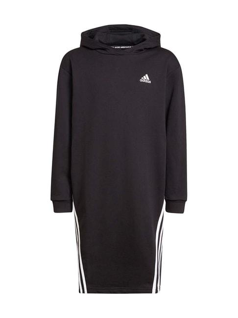 adidas-kids-black-&-white-cotton-striped-dress-hoodie