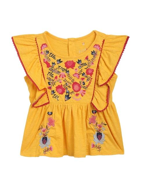 elle-kids-yellow-cotton-embroidered-top