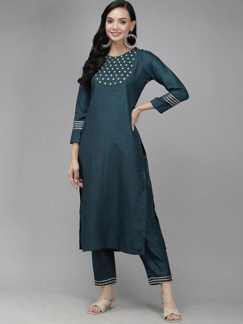 indo-era-blue-embroidered-kurta-pant-set