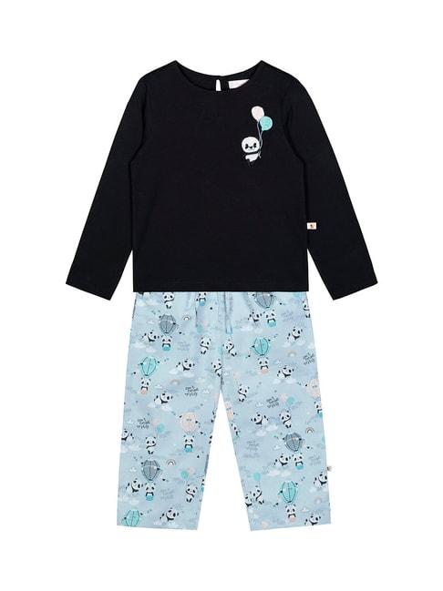 budding-bees-kids-black-&-blue-solid-t-shirt-with-pants