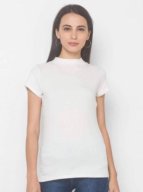 globus-white-cotton-solid-t-shirt