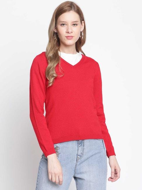 madame-red-v-neck-sweater