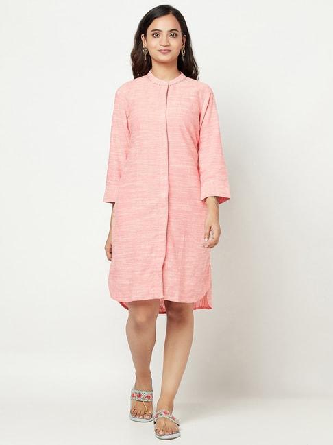 fabindia-pink-cotton-a-line-dress