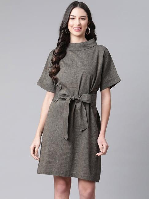 cottinfab-dark-grey-midi-a-line-cotton-dress