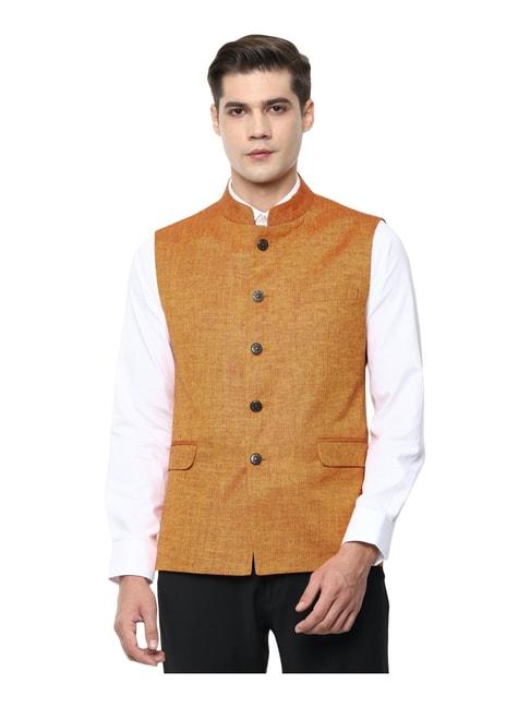 van-heusen-orange-slim-fit-self-pattern-nehru-jacket