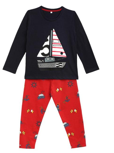 kids-craft-navy-&-red-printed-t-shirt-with-pyjamas