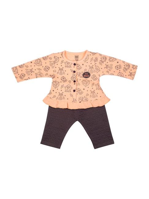 mee-mee-kids-peach-&-brown-printed-top-with-pants