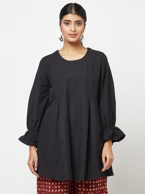 fabindia-black-cotton-linen-printed-tunic
