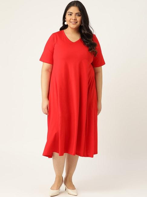 therebelinme-red-below-knee-a-line-dress
