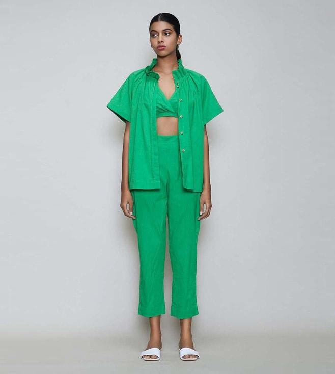 mati-green-tora-shirt-with-bralette-&-pants-(set-of-3)