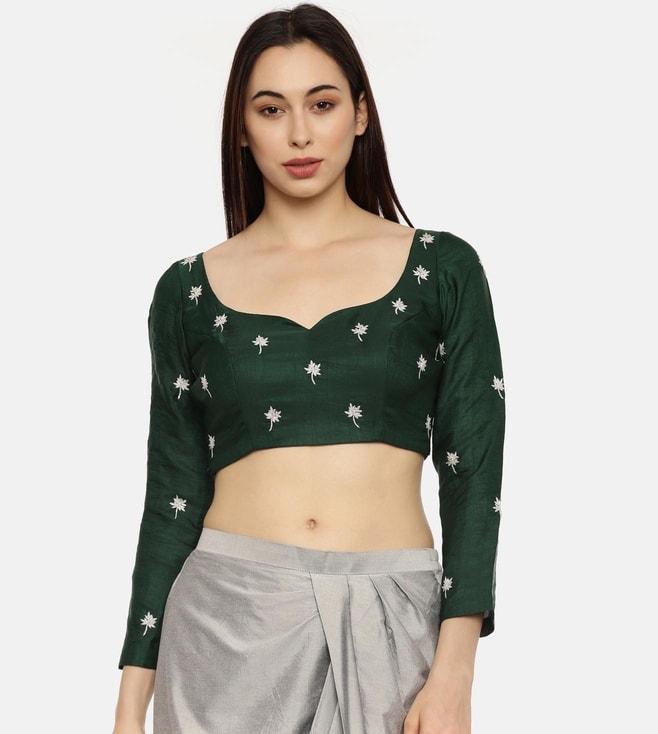 asmi-by-mayank-modi-green-embroidered-silk-blouse