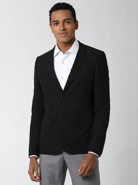 peter-england-black-slim-fit-self-pattern-blazer