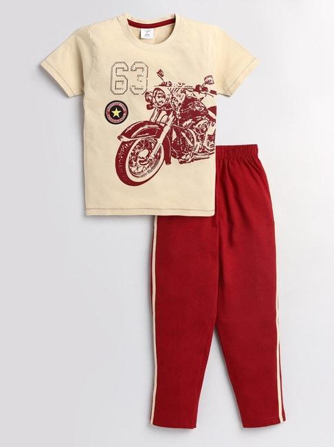 todd-n-teen-kids-printed-beige-&-maroon-t-shirt-with-trackpants