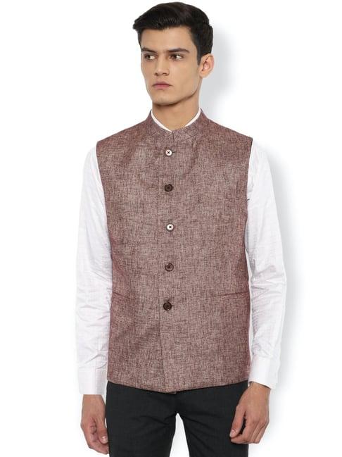 van-heusen-brown-slim-fit-printed-reversible-nehru-jacket