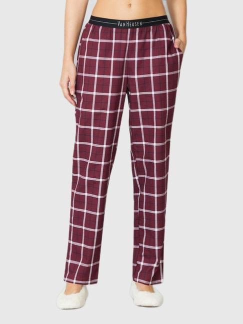 van-heusen-maroon-checks-pajamas