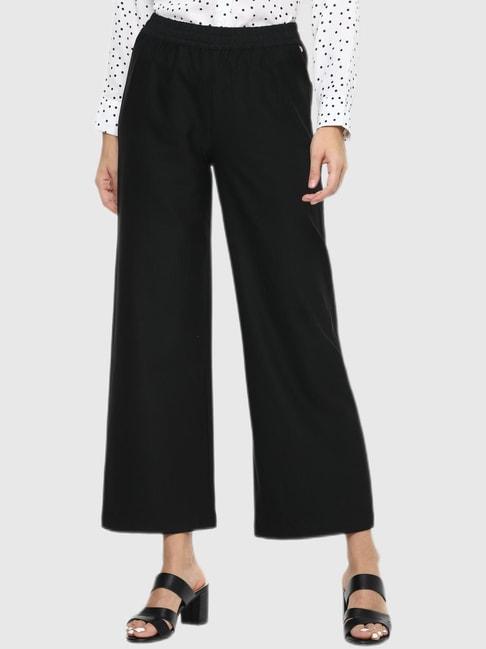 van-heusen-black-flared-fit-trousers