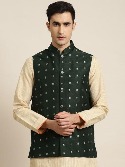 sojanya-green-comfort-fit-embroidered-nehru-jacket