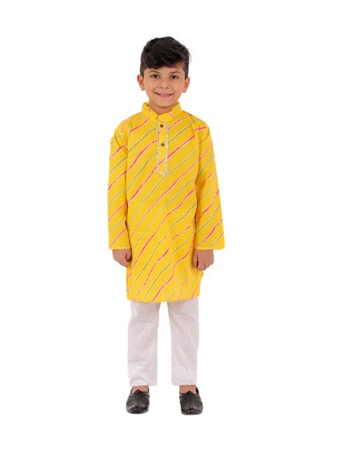kid1-kids-yellow-&-white-striped-kurta-with-pyjamas