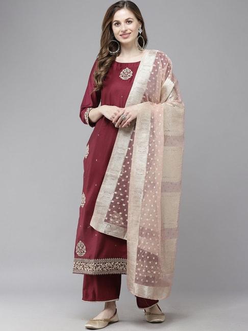 indo-era-maroon-embroidered-kurta-palazzo-set-with-dupatta