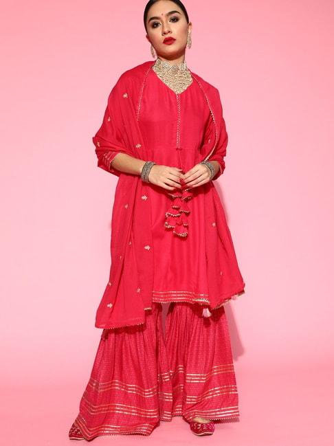 indo-era-pink-zari-work-kurti-sharara-set-with-dupatta