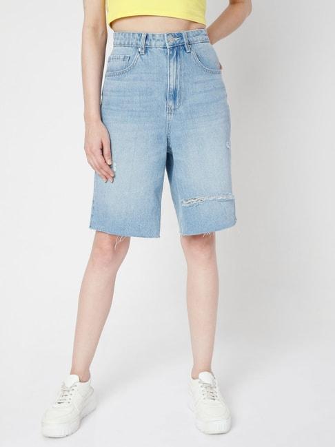 vero-moda-blue-distressed-shorts