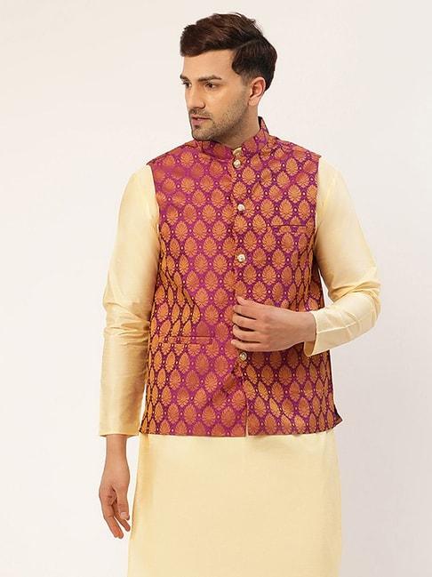 jompers-pink-regular-fit-self-pattern-nehru-jacket