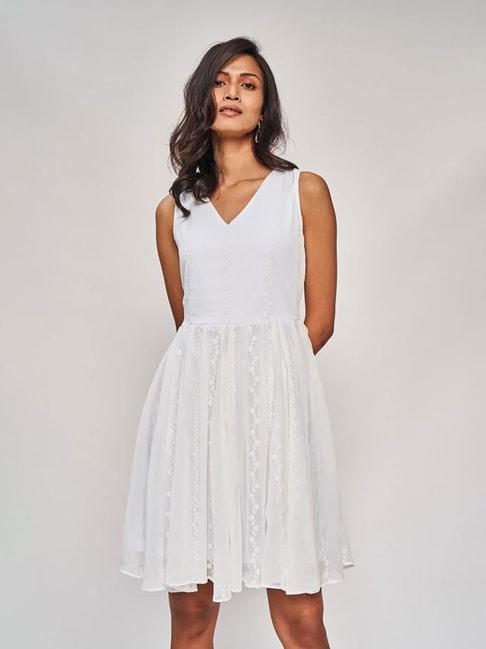 and-white-self-design-dress