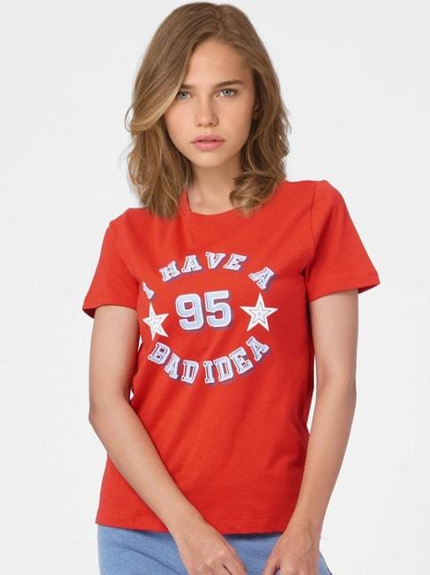 only-red-graphic-print-t-shirt