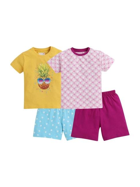 bumzee-kids-yellow-&-purple-cotton-printed-clothing-sets