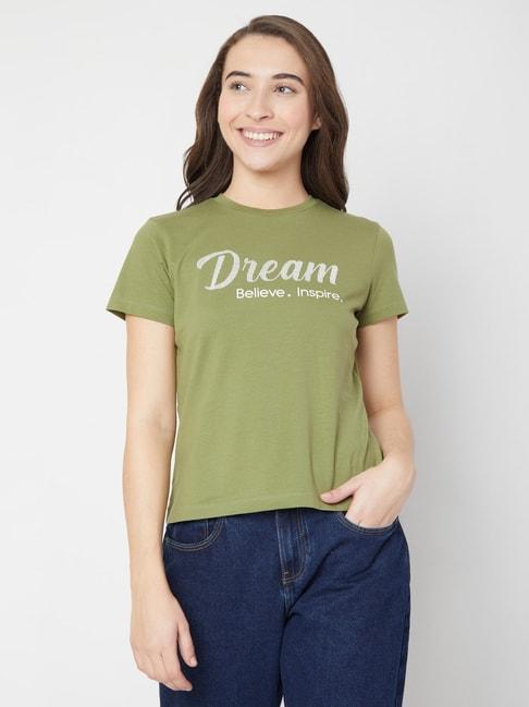 vero-moda-olive-printed-crew-t-shirt