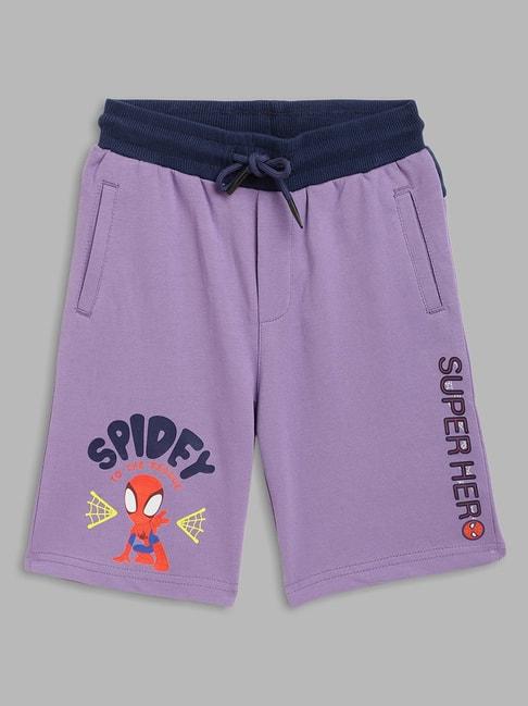 blue-giraffe-kids-purple-cotton-printed-shorts