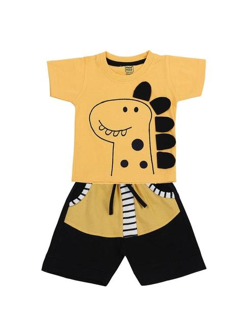mee-mee-kids-yellow-&-black-printed-t-shirt-with-shorts