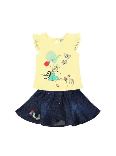 mee-mee-kids-yellow-&-blue-printed-top-with-skirt