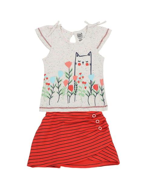 mee-mee-kids-grey-&-red-printed-top-with-skirt