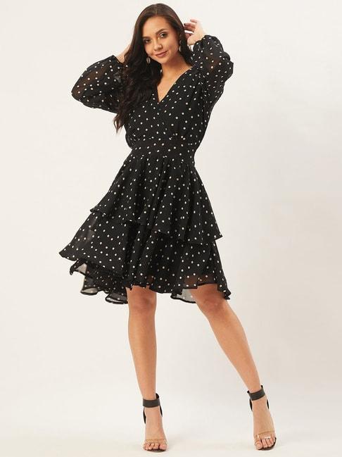 anvi-be-yourself-black-polka-dots-a-line-dress