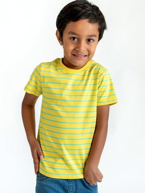 campana-kids-yellow-&-turquoise-blue-cotton-striped-t-shirt