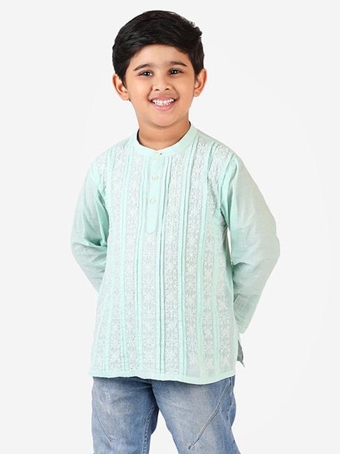 fabindia-kids-aqua-blue-cotton-embroidered-salwar-set