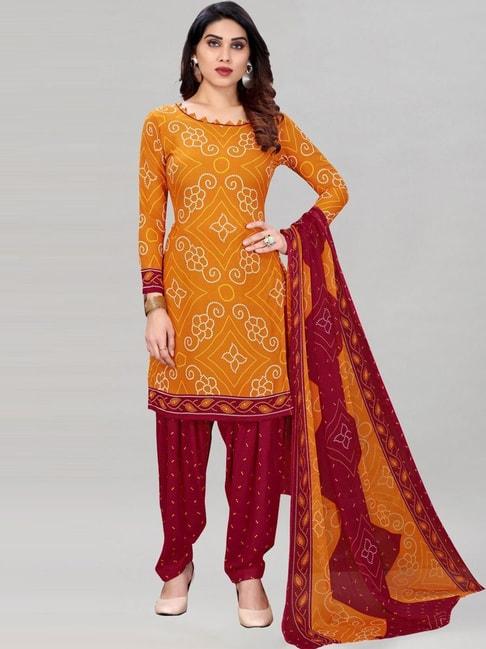 satrani-yellow-&-maroon-bandhani-print-unstitched-crepe-dress-material