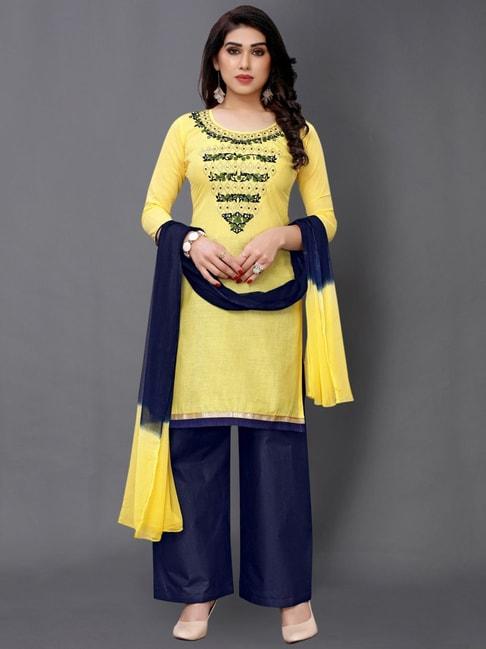 satrani-yellow-&-navy-cotton-embroidered-unstitched-dress-material