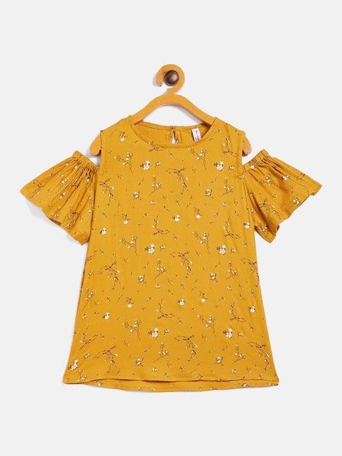 crimsoune-club-kids-mustard-printed-top