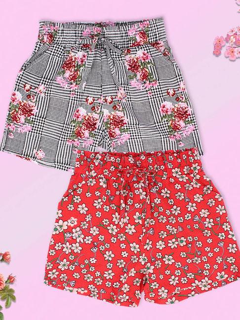 cutecumber-kids-black-&-red-floral-print-shorts-(pack-of-2)