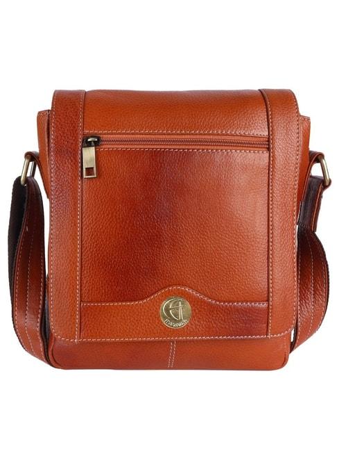 hileder-orange-textured-medium-leather-9-inch-cross-body-bag
