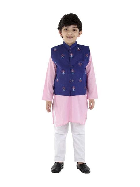 ahhaaaa-kids-blue-&-pink-cotton-floral-print-kurta-set