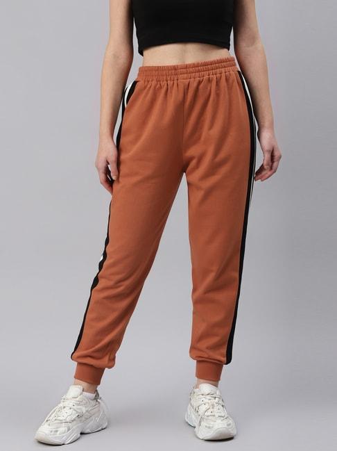 laabha-orange-mid-rise-track-pants
