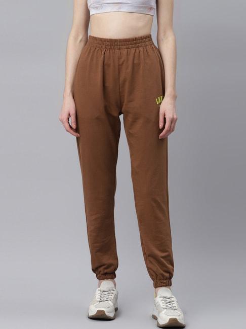 laabha-brown-mid-rise-track-pants
